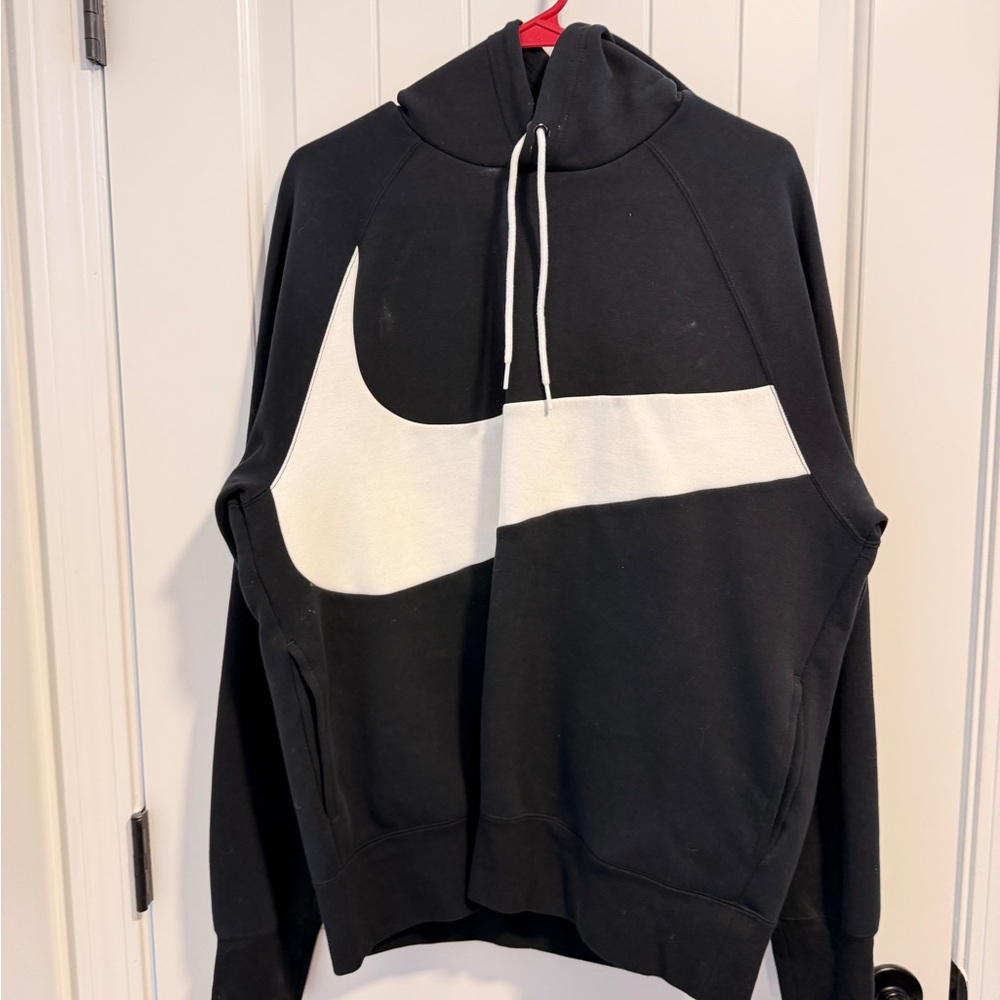 Nike Classic Black Hoodie with White Accents
